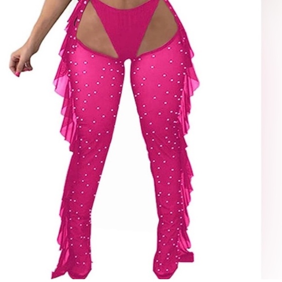 COPY - Chaps sexy cover up swim wear or bartender outfit no pearls on it - Picture 1 of 1